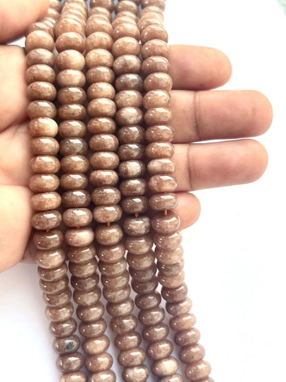Brown Peach Moonstone Rondelle Beads