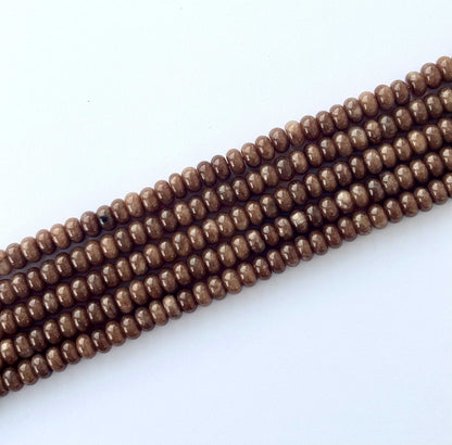 Brown Peach Moonstone Rondelle Beads