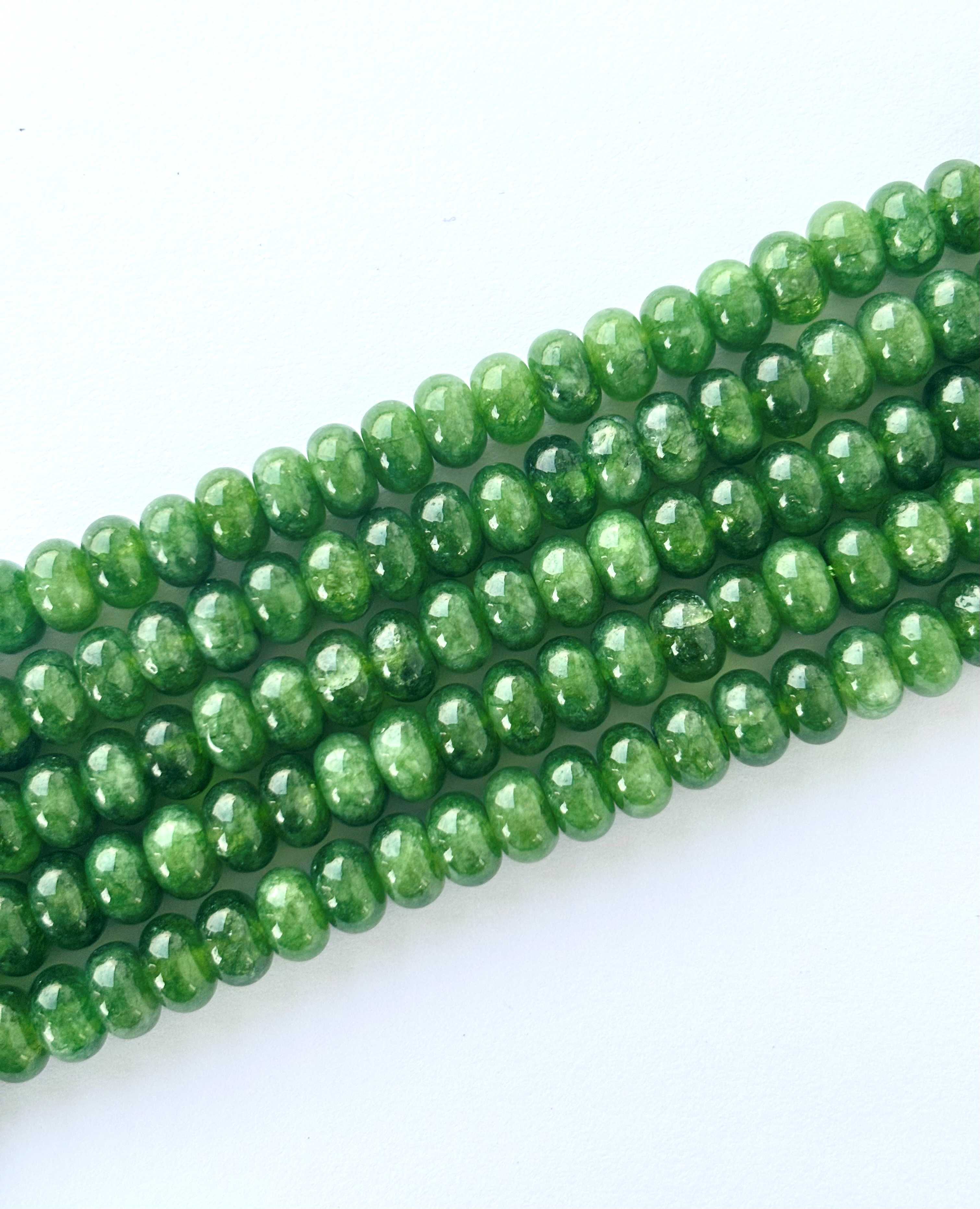 Smooth Green Apatite Rondelle Beads