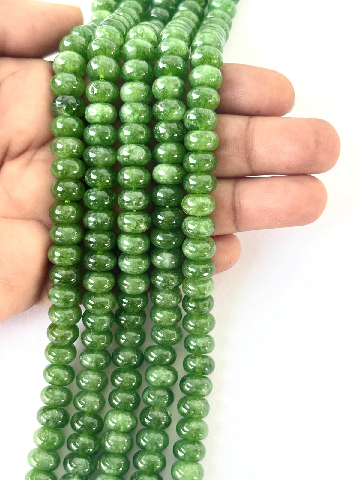 Smooth Green Apatite Rondelle Beads
