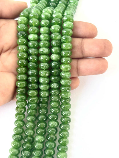 Smooth Green Apatite Rondelle Beads