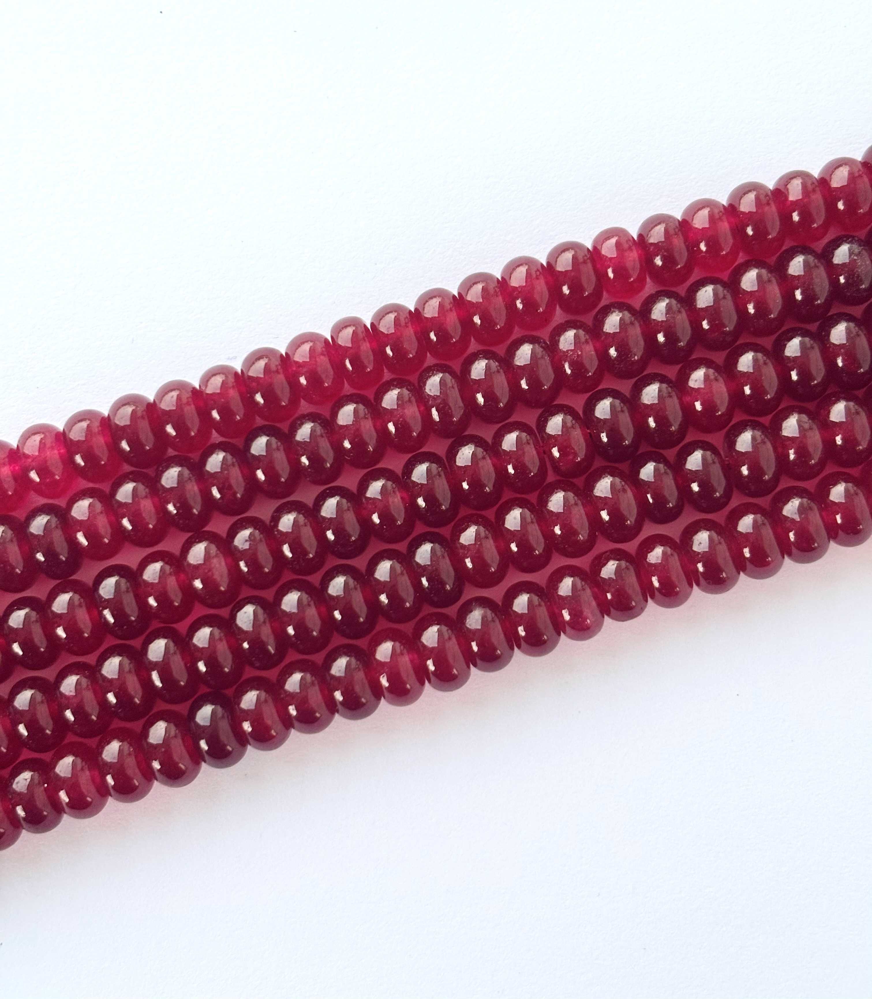 Smooth Wine Red Quartz Rondelle Beads