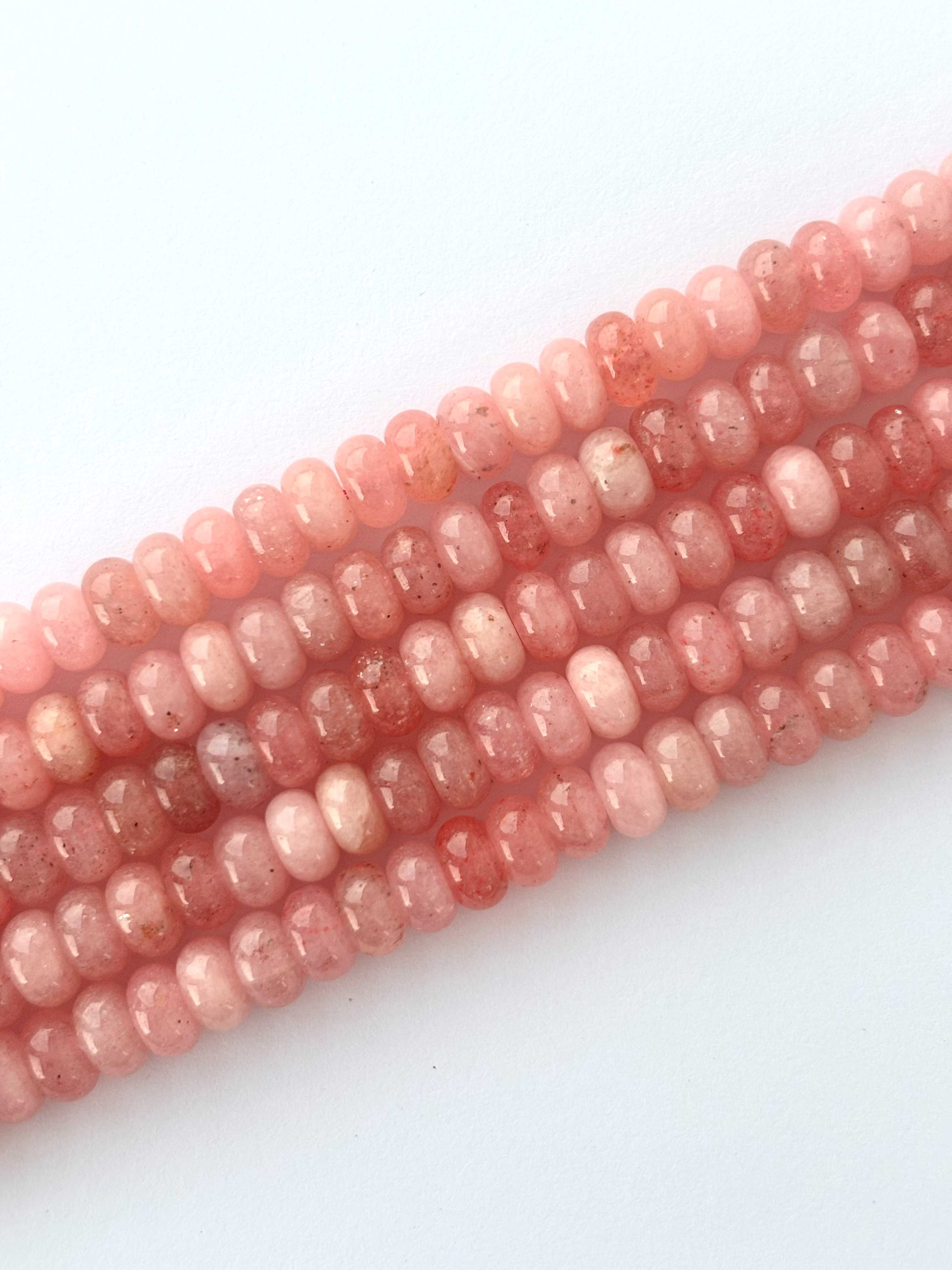 Natural Rhodochrosite Rondelle Beads