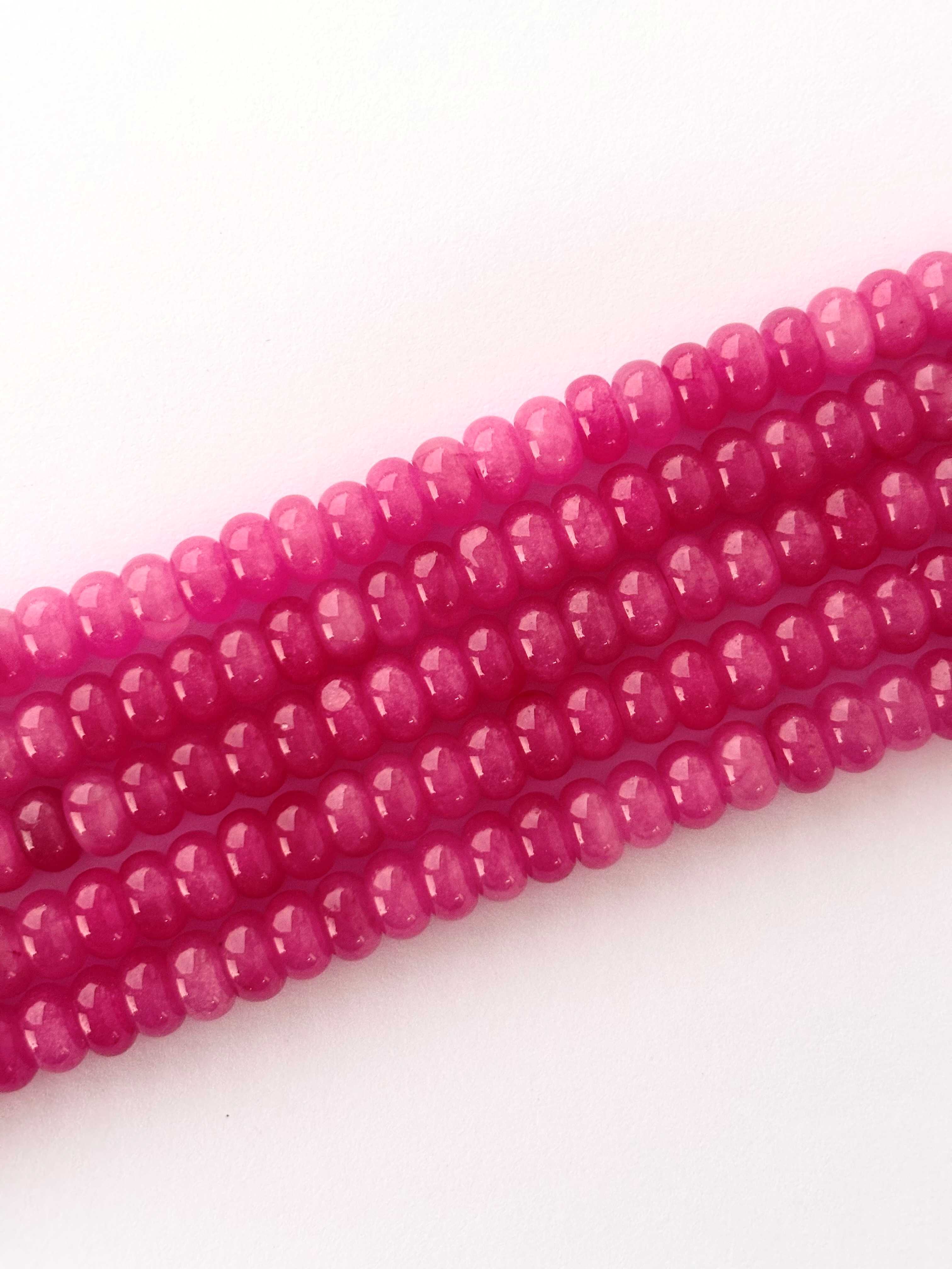 Deep Pink Jade Rondelle Beads