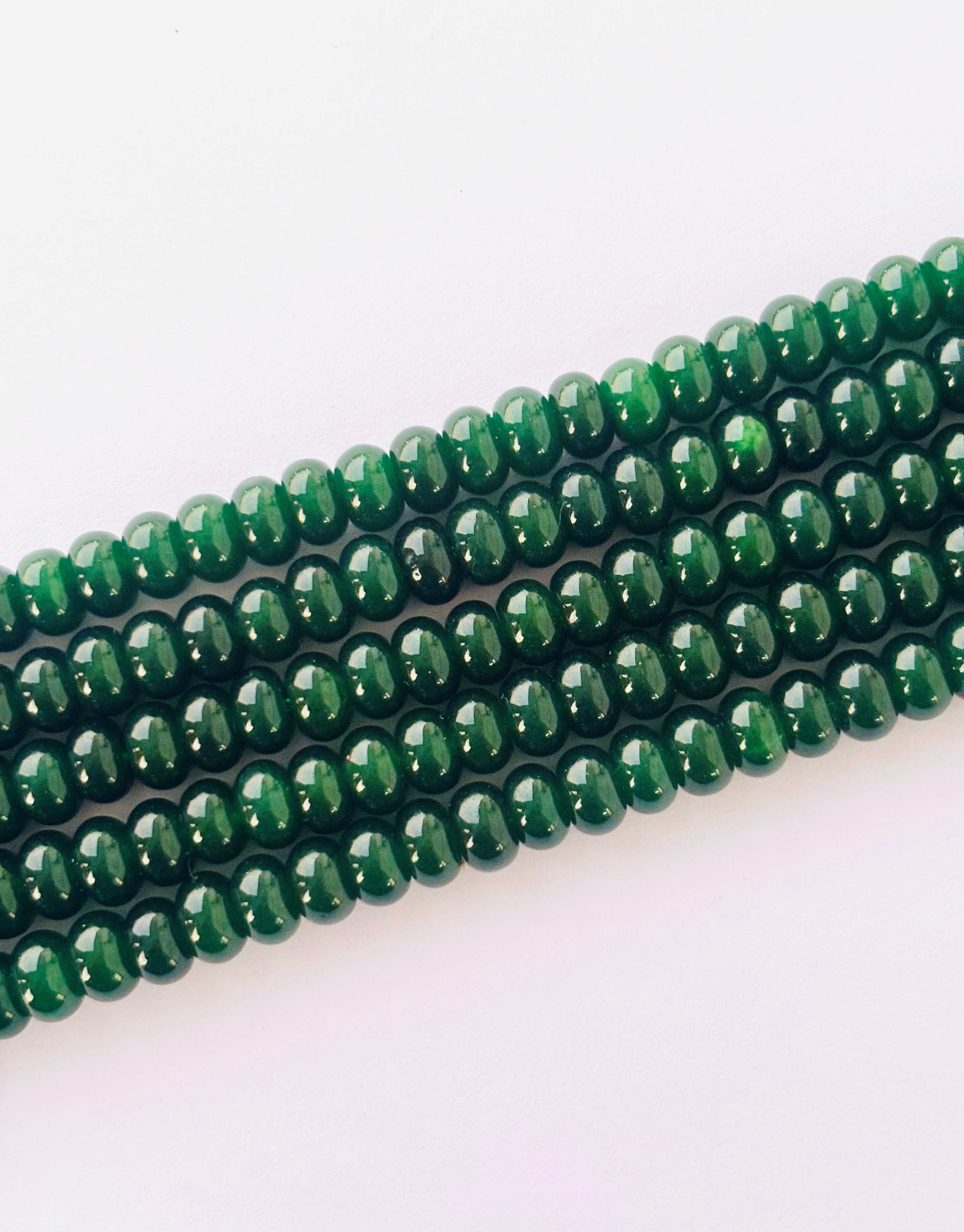 Smooth Dark Green Jade Rondelle Beads