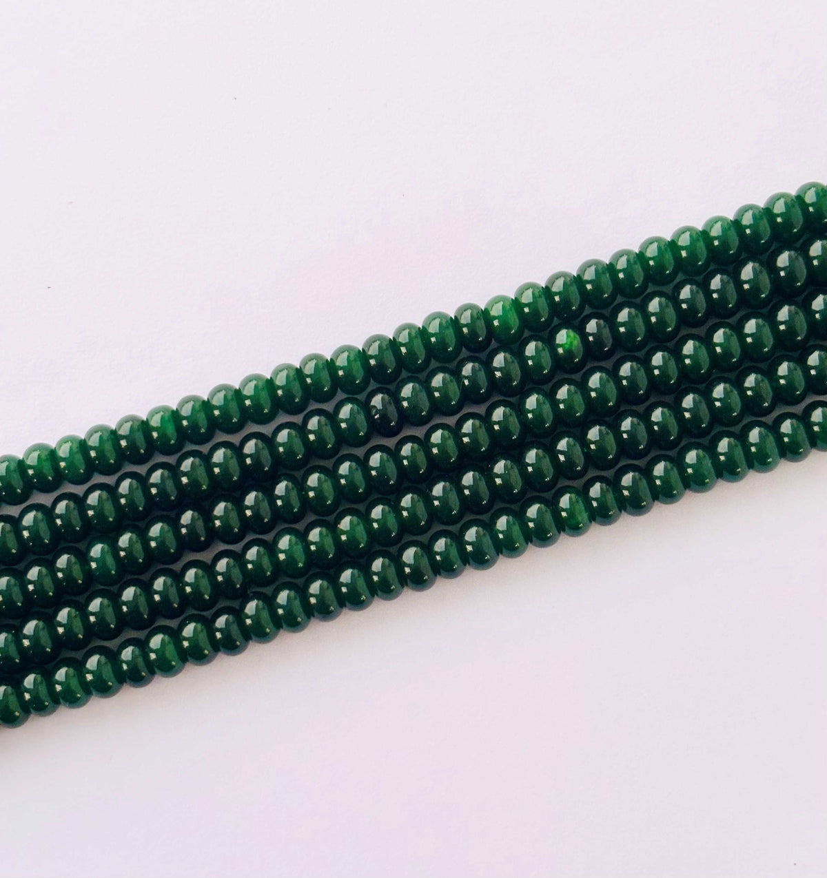 Smooth Dark Green Jade Rondelle Beads