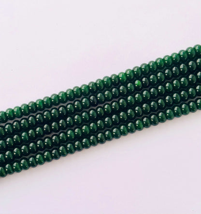 Smooth Dark Green Jade Rondelle Beads