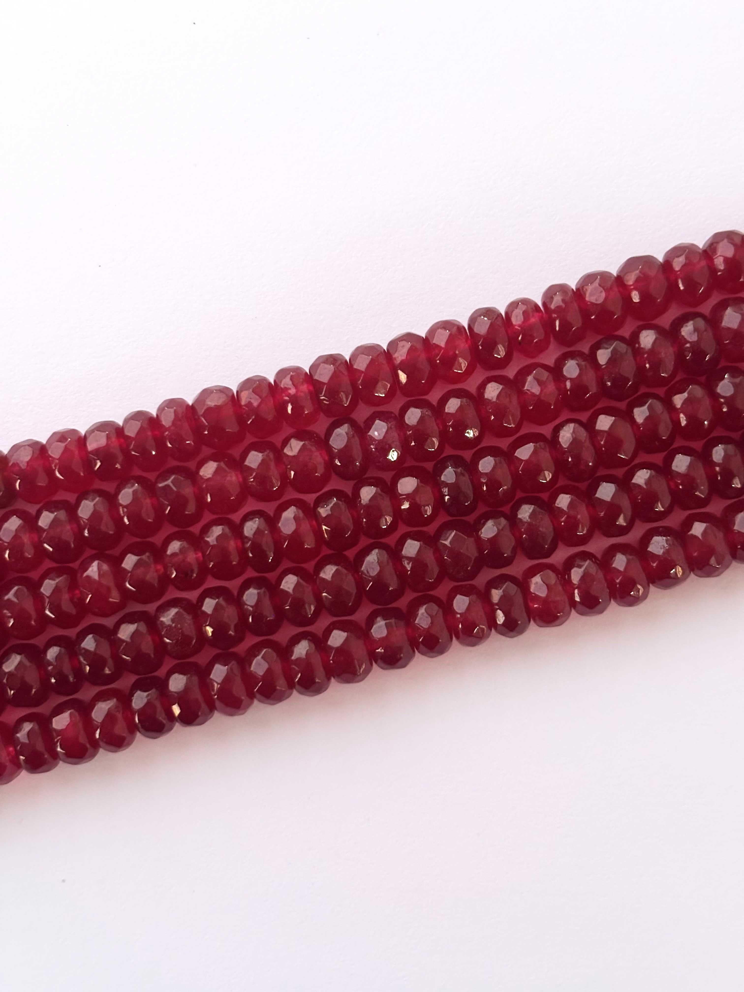 Faceted Maroon Red Jade Beads