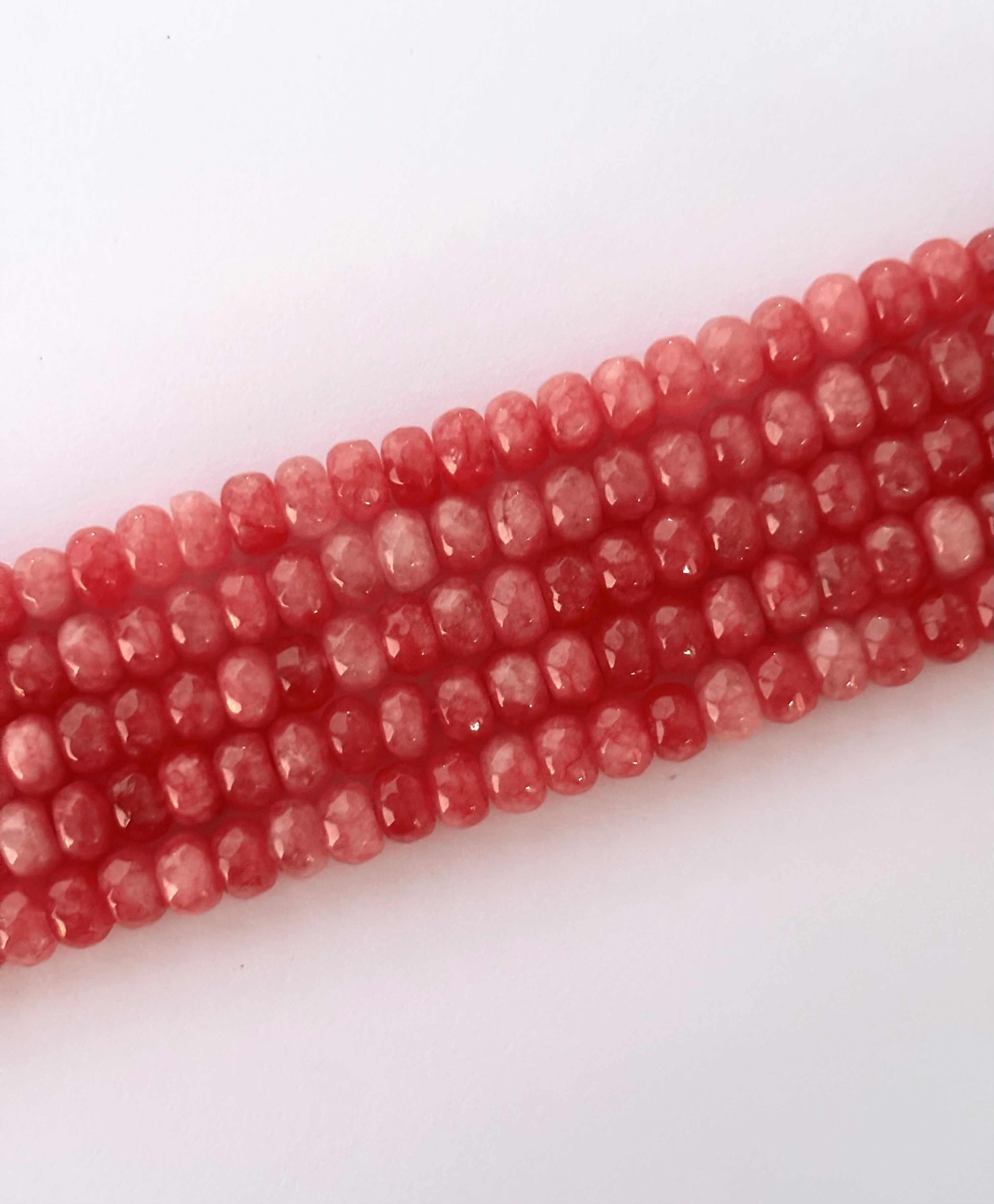 Faceted Pale Red Jade Beads
