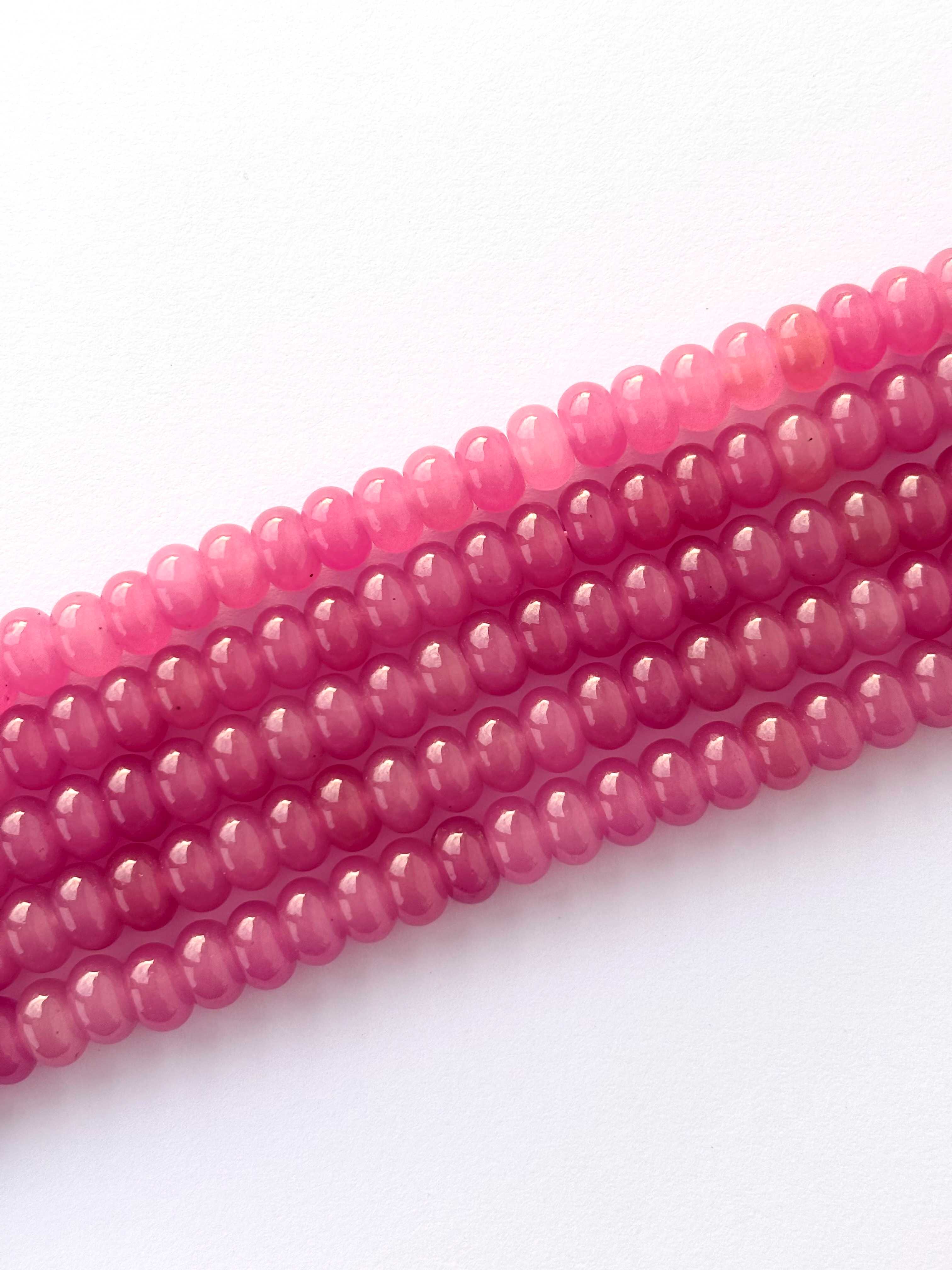 Smooth Pink Quartz Rondelle Beads