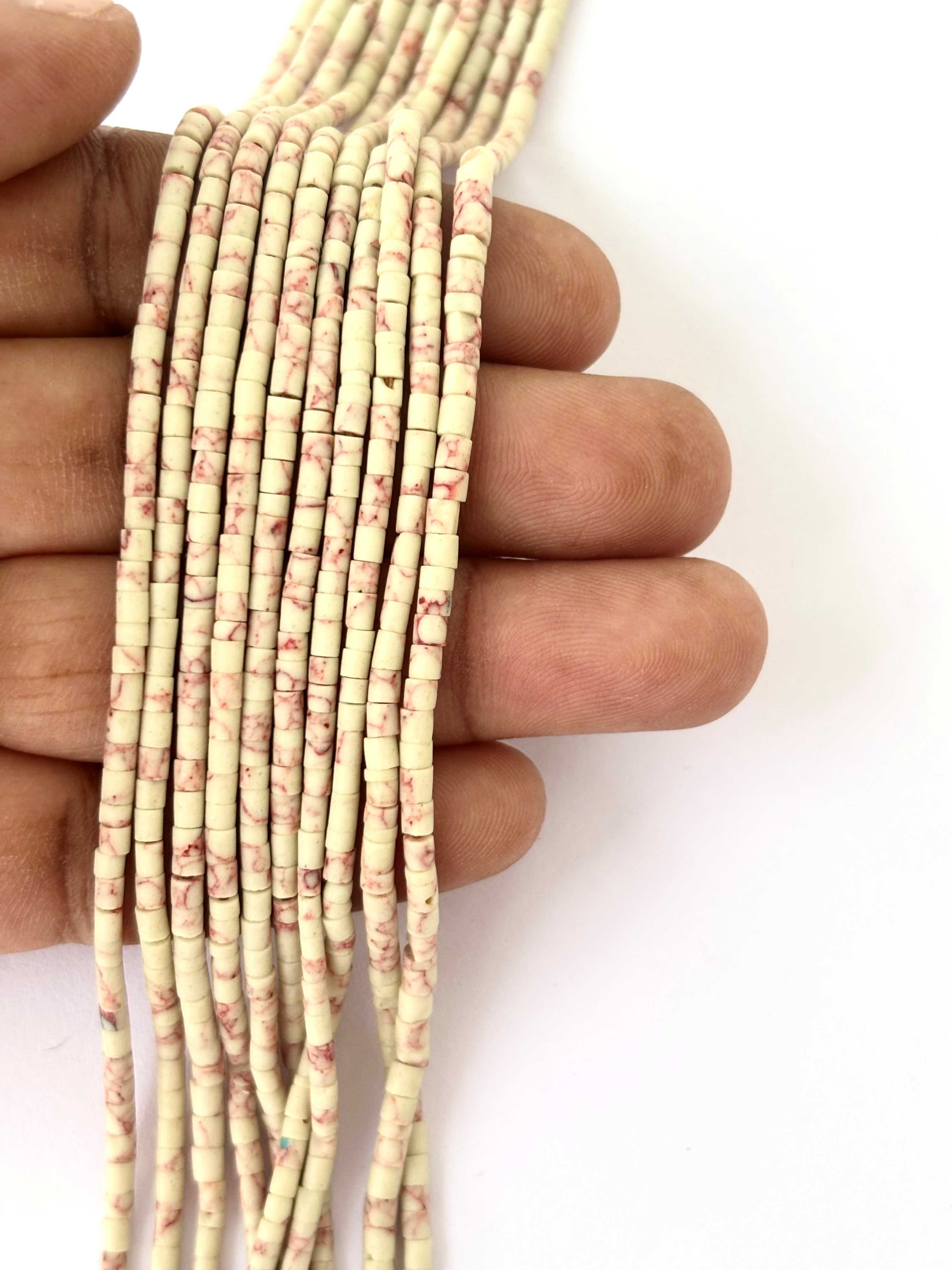 White and Red Heishi Beads