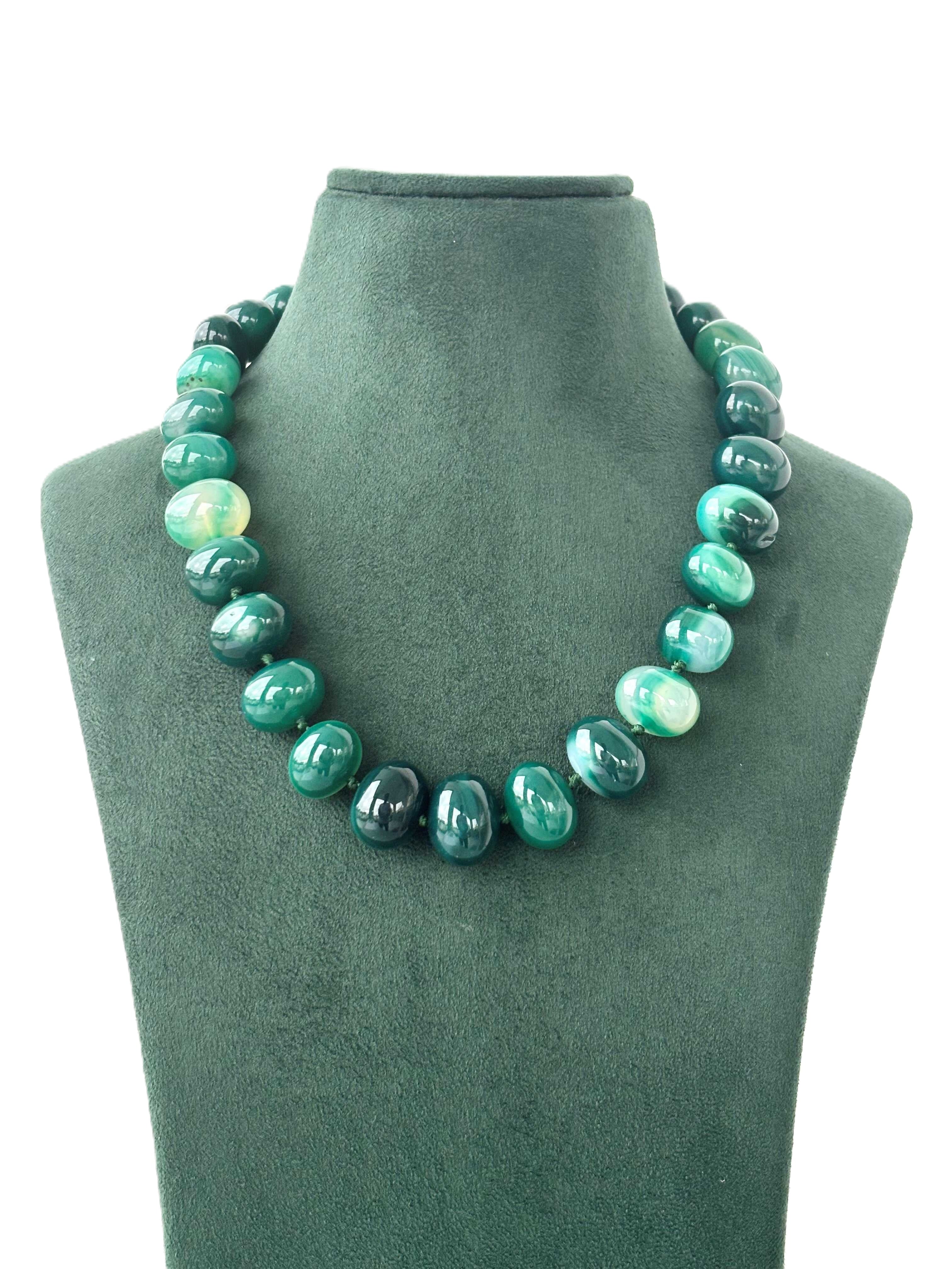 Green Agate Pebble Beads Necklace