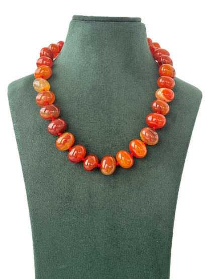 Carnelian Agate Pebble Beads Necklace