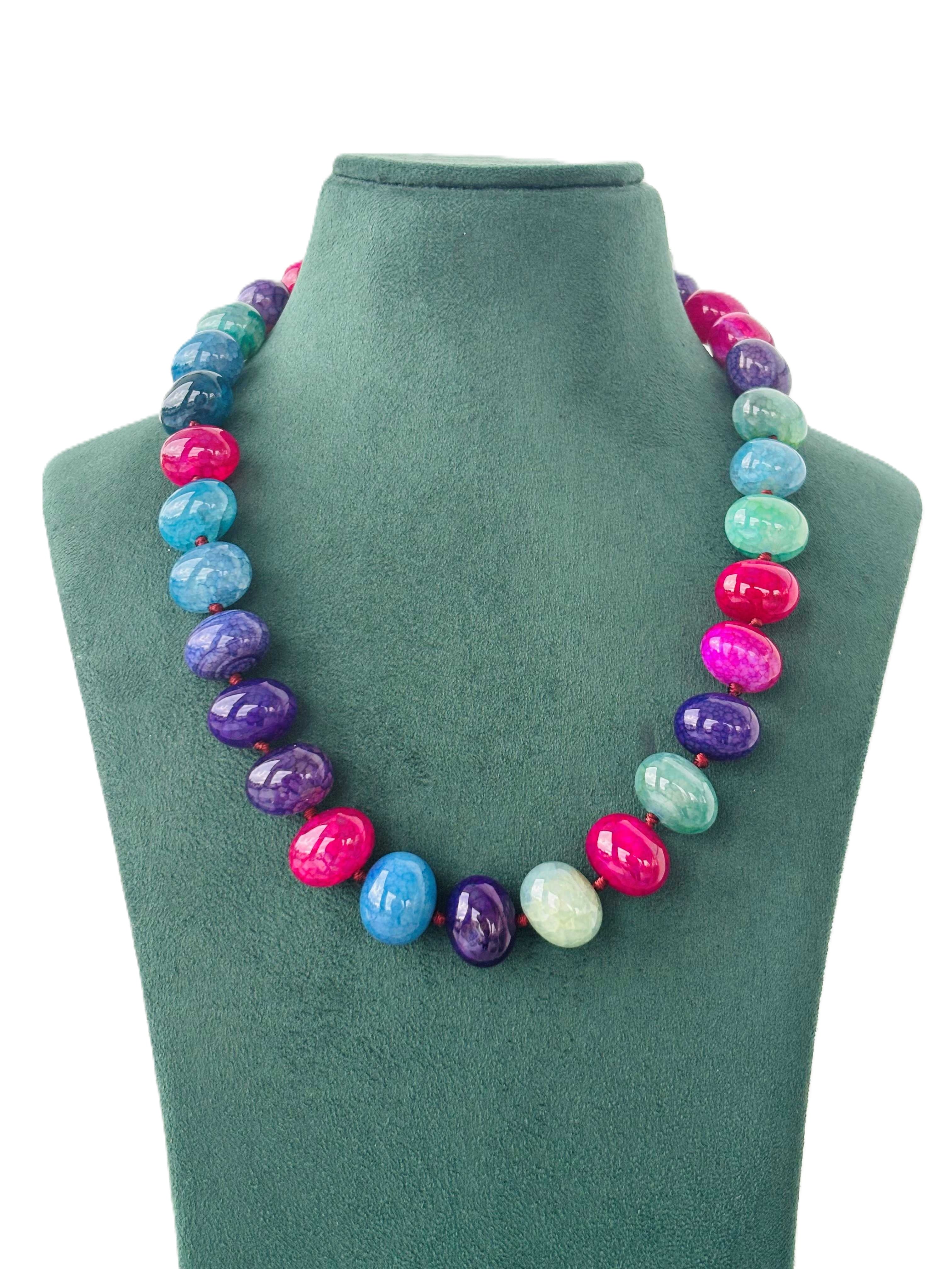 Mix Agate Pebble Beads Necklace