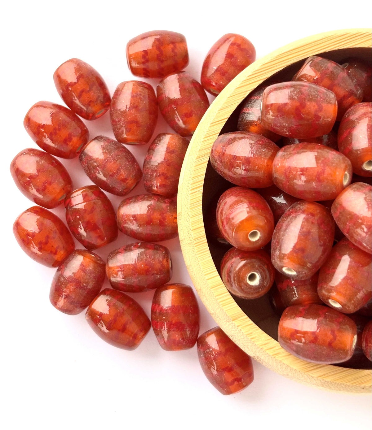 Amber Orange Large Oval Glass Beads