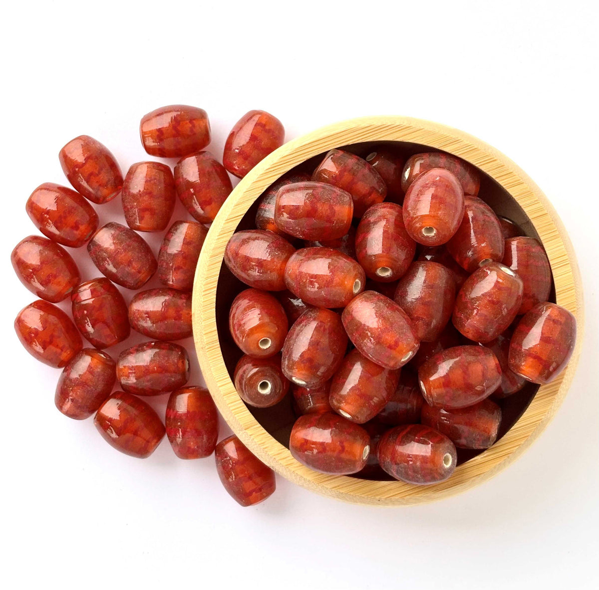 Amber Orange Large Oval Glass Beads