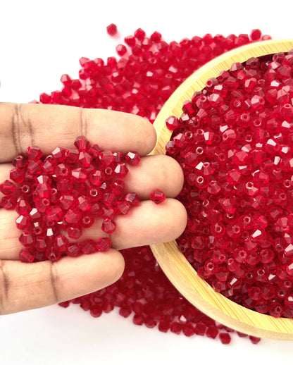 360 Beads Red Bicone Crystal Faceted Beads 4MM