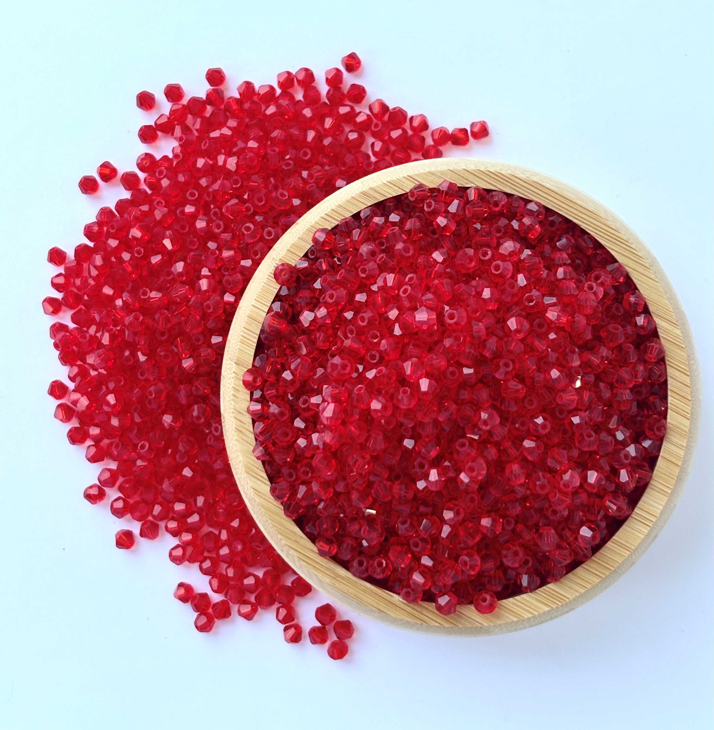 360 Beads Bright Red Bicone Crystal Beads
