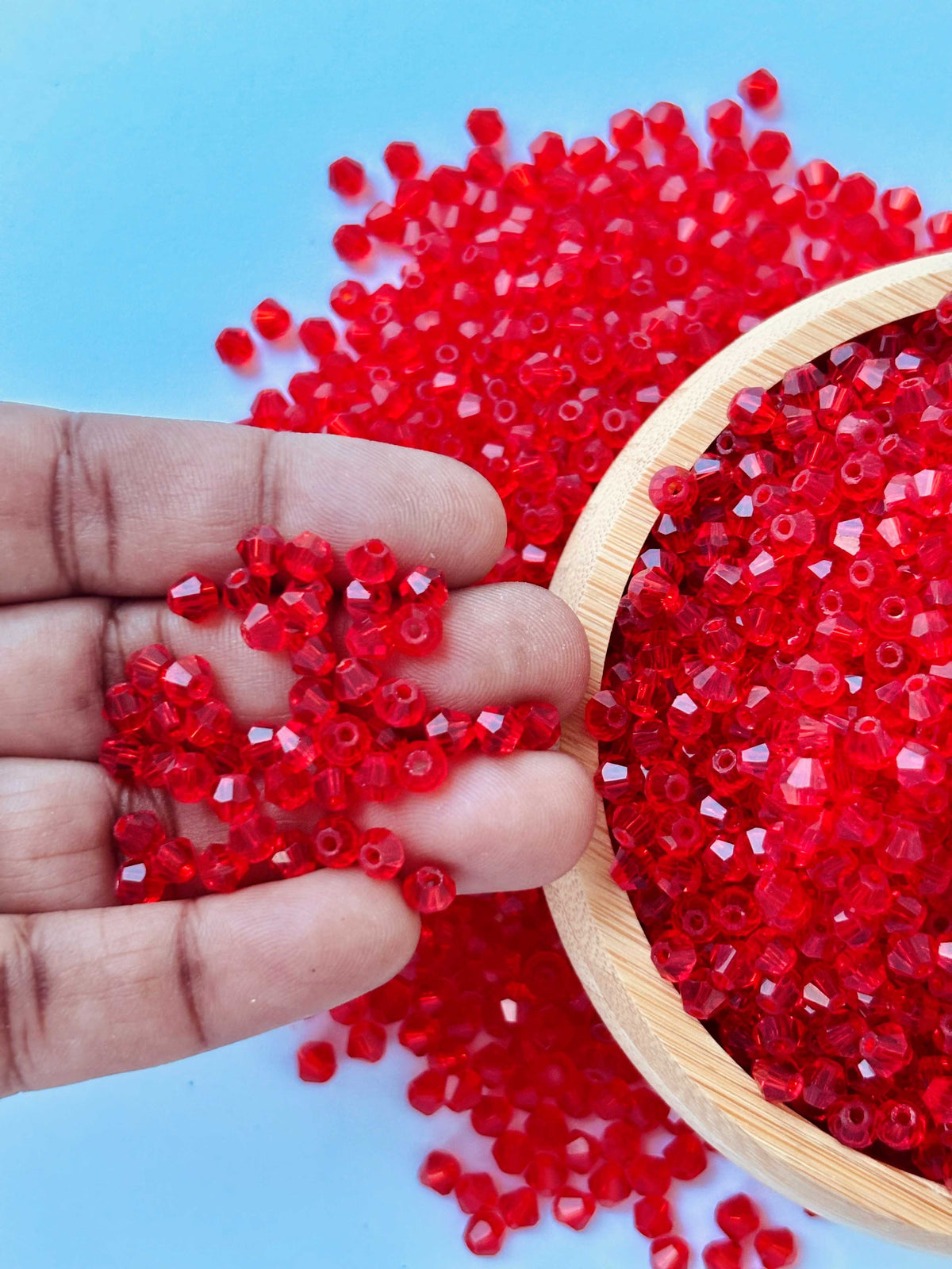 360 Beads Bright Red Bicone Crystal Beads