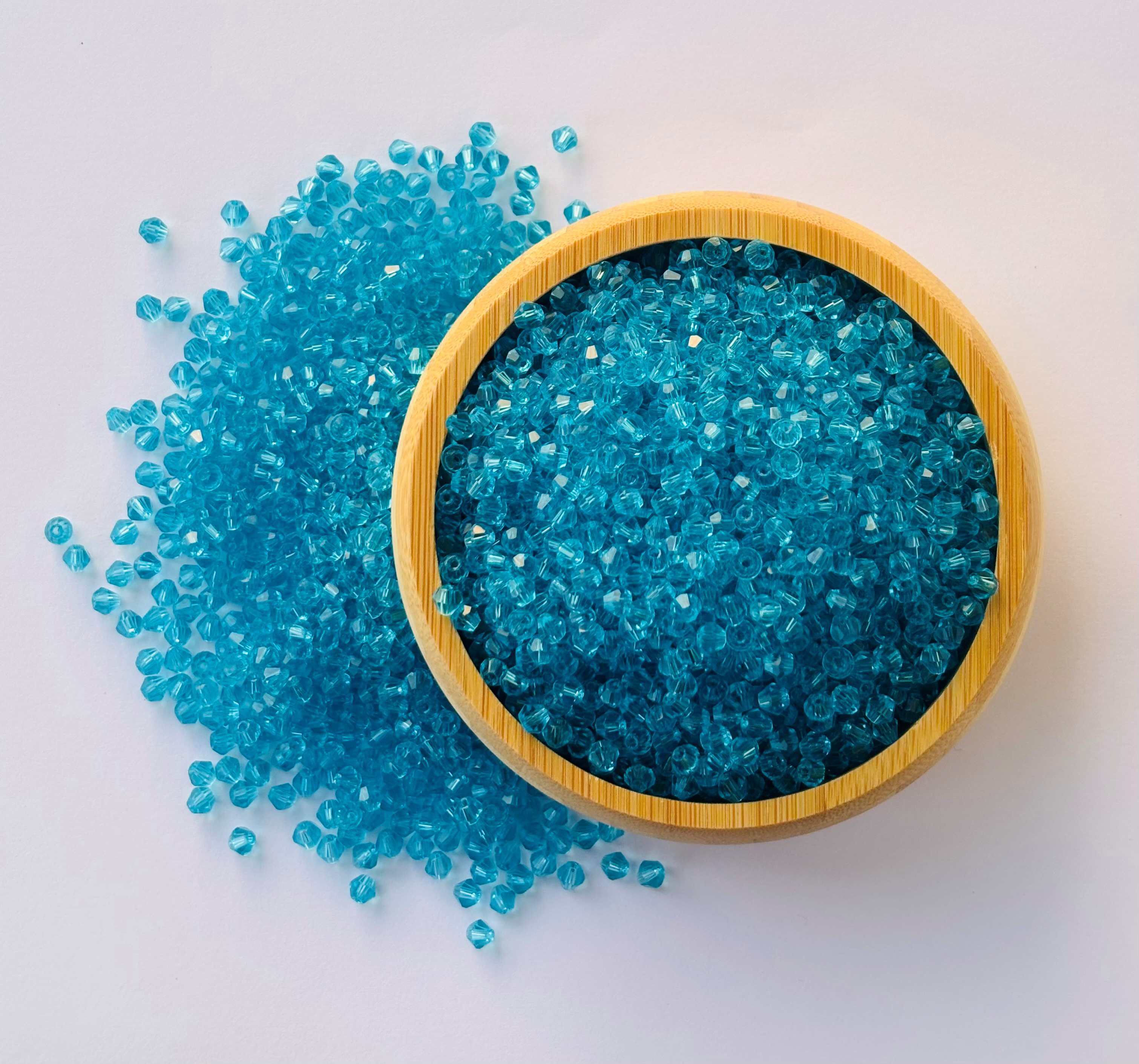 360 Beads Aqua Blue Bicone Crystal Beads