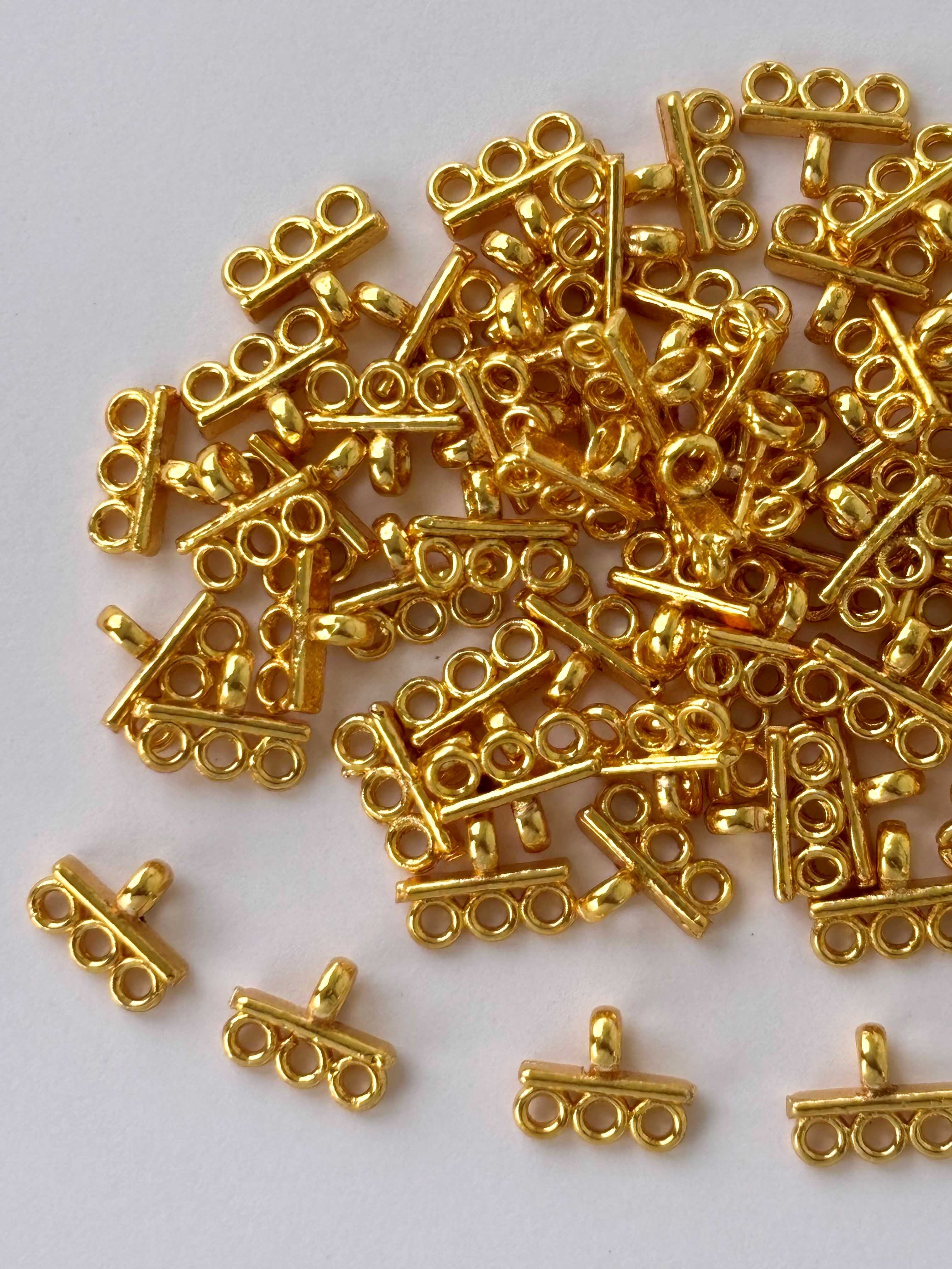 Gold 3-Hole Multi-Strand Connectors