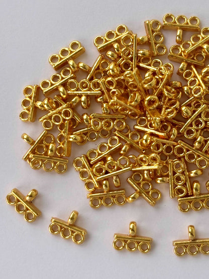 Gold 3-Hole Multi-Strand Connectors
