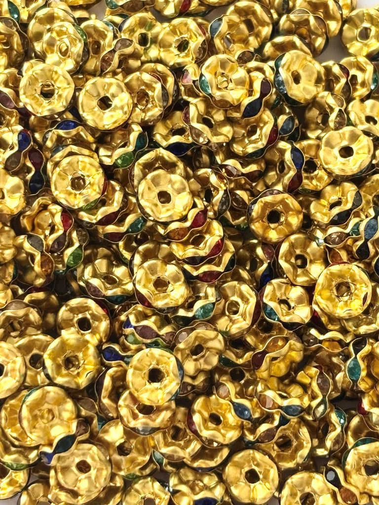 100 Pieces Multicolor Rhinestone Wave Spacer Beads