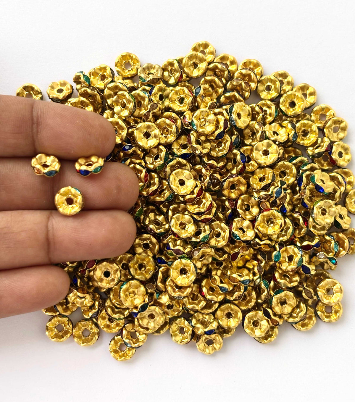 100 Pieces Multicolor Rhinestone Wave Spacer Beads