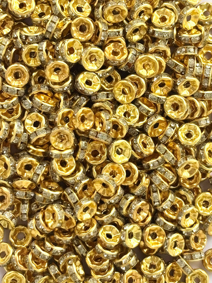 200 Pieces White Rhinestone Spacer Beads