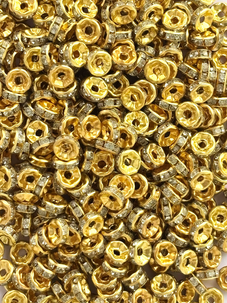200 Pieces White Rhinestone Spacer Beads