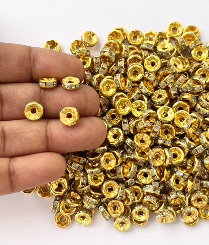 200 Pieces White Rhinestone Spacer Beads