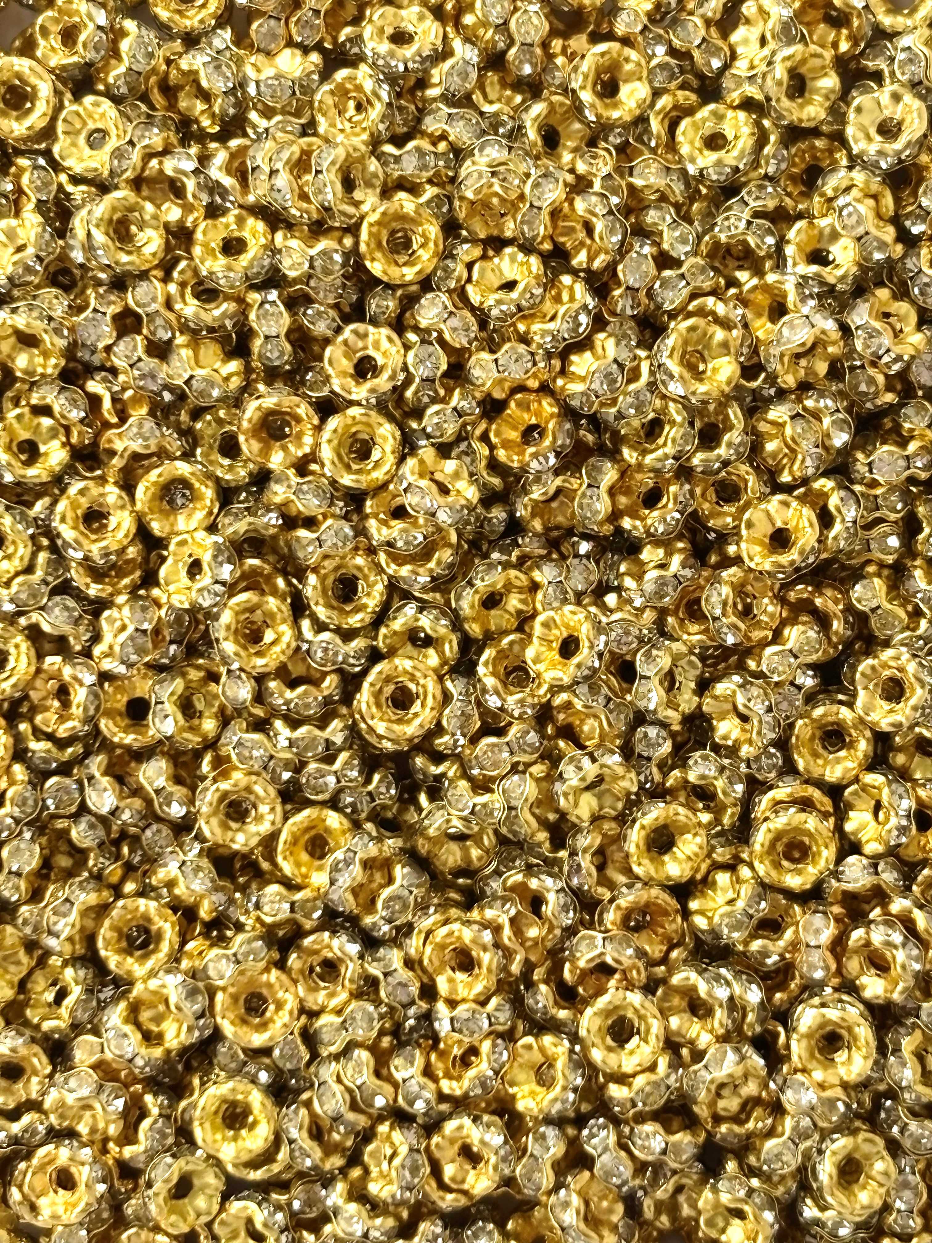 100 Pieces Mini White Rhinestone Wave Spacers
