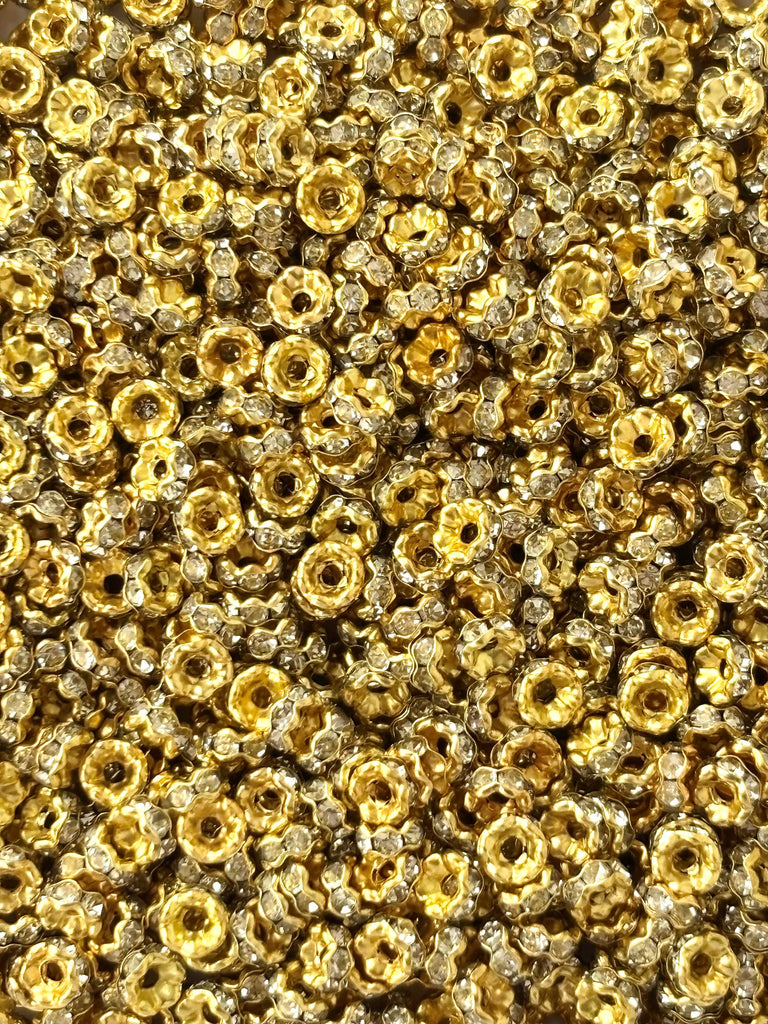 100 Pieces Mini White Rhinestone Wave Spacers