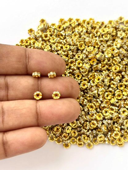 100 Pieces Mini White Rhinestone Wave Spacers
