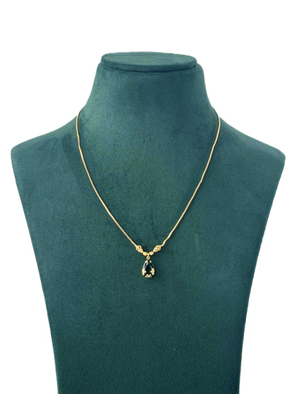 Gold Plated Dark Green Teardrop Necklace