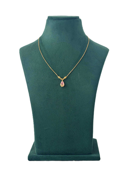 Gold Plated Pink Teardrop Necklace