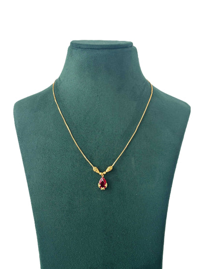 Gold Plated Red Teardrop Necklace