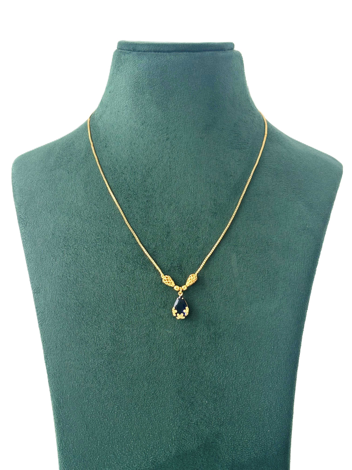 Gold Plated Midnight Blue Teardrop Necklace