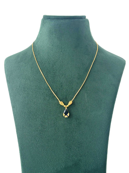 Gold Plated Midnight Blue Teardrop Necklace