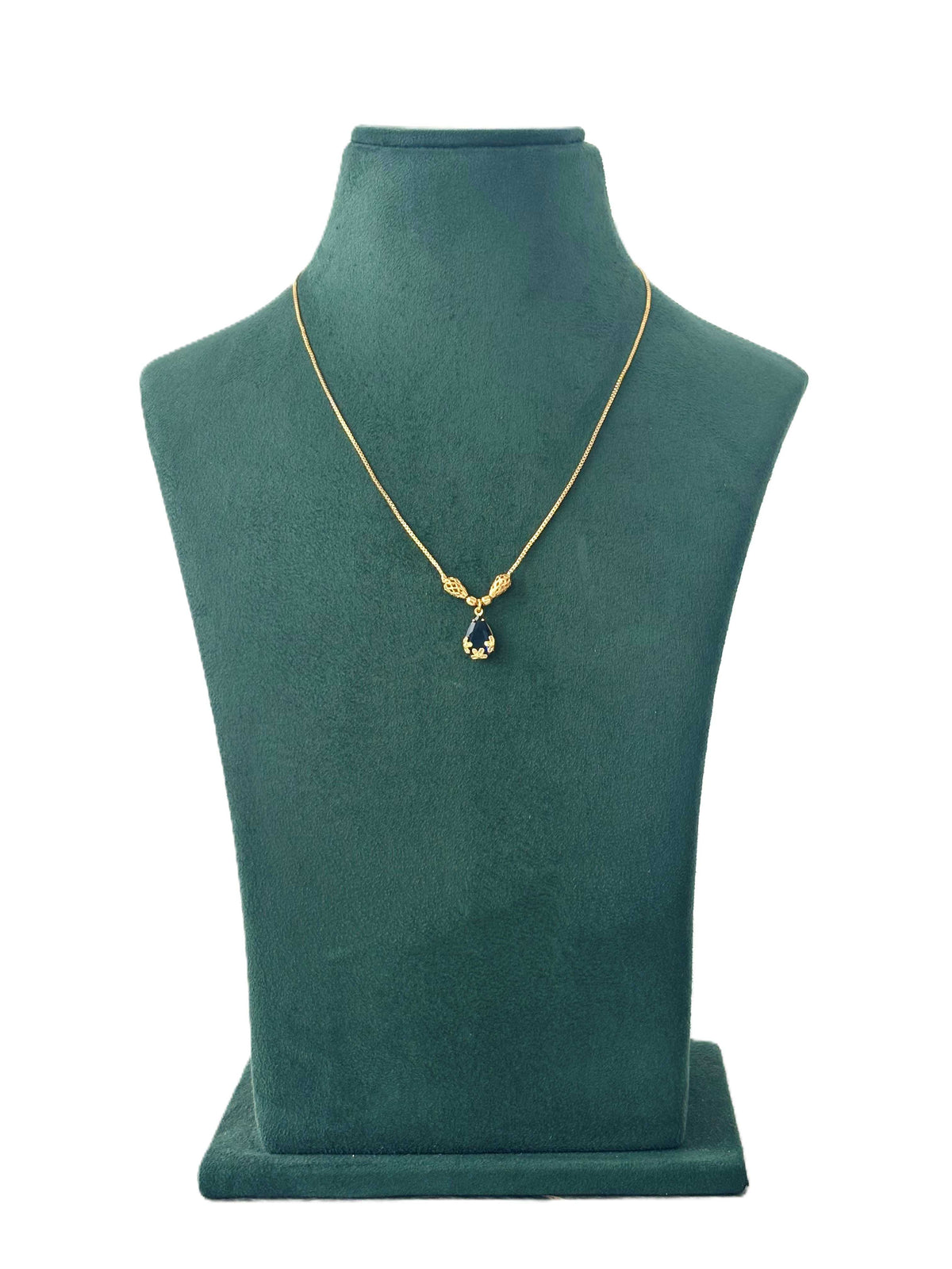 Gold Plated Midnight Blue Teardrop Necklace