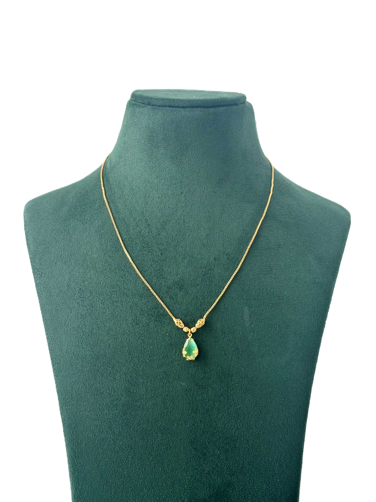 Gold Plated Mint Green Teardrop Necklace