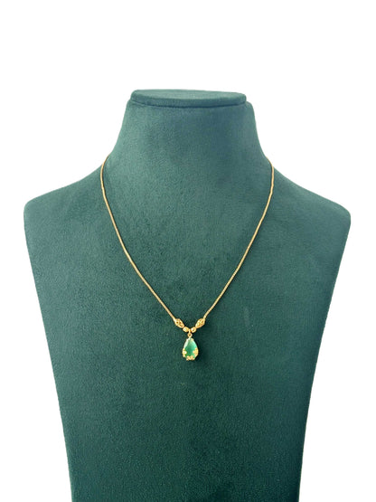 Gold Plated Mint Green Teardrop Necklace