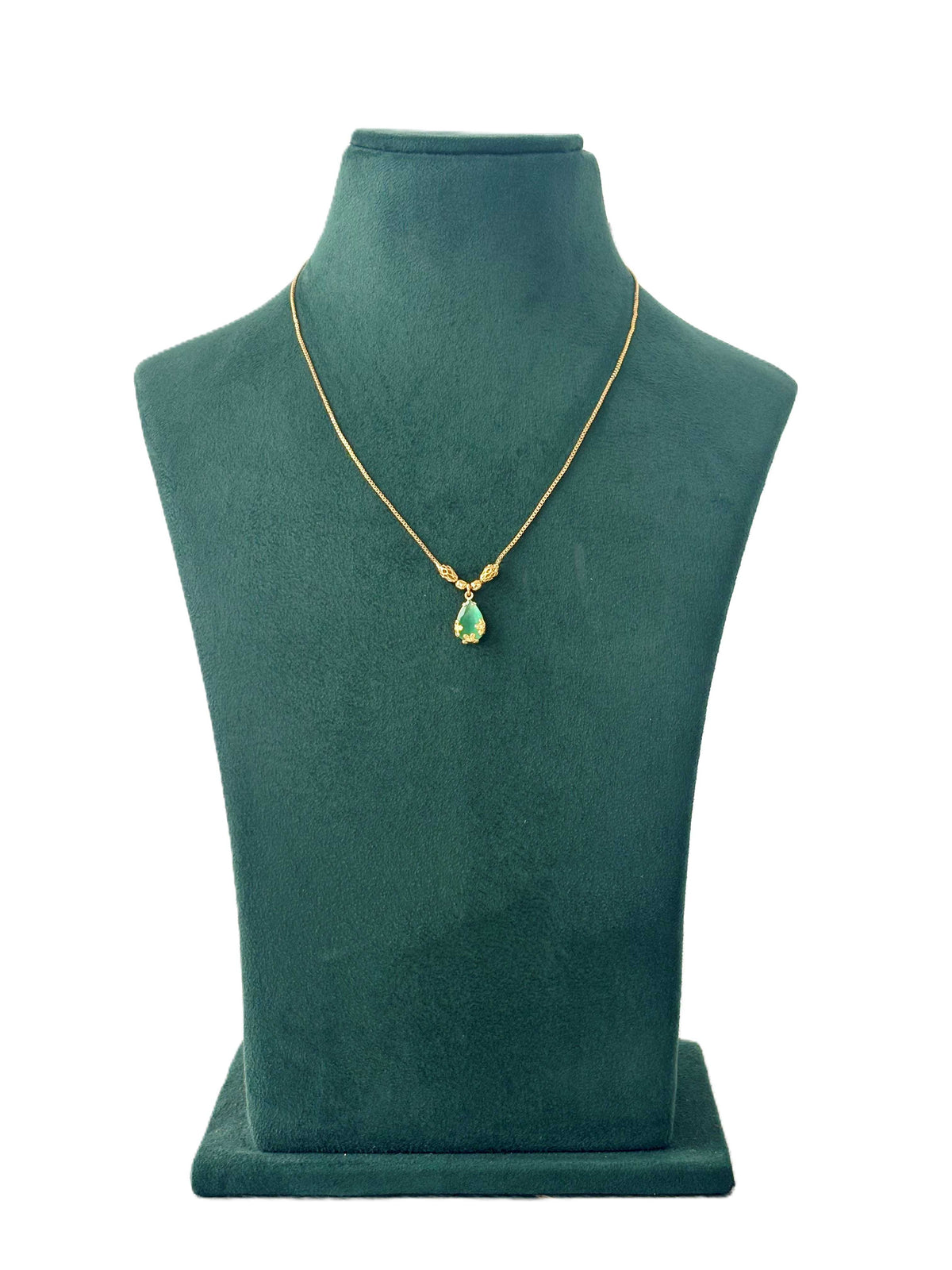Gold Plated Mint Green Teardrop Necklace
