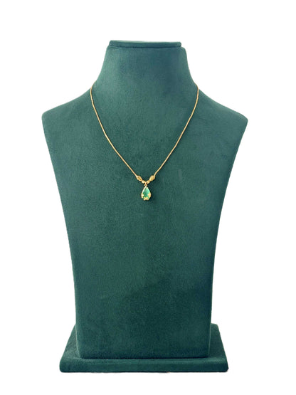 Gold Plated Mint Green Teardrop Necklace