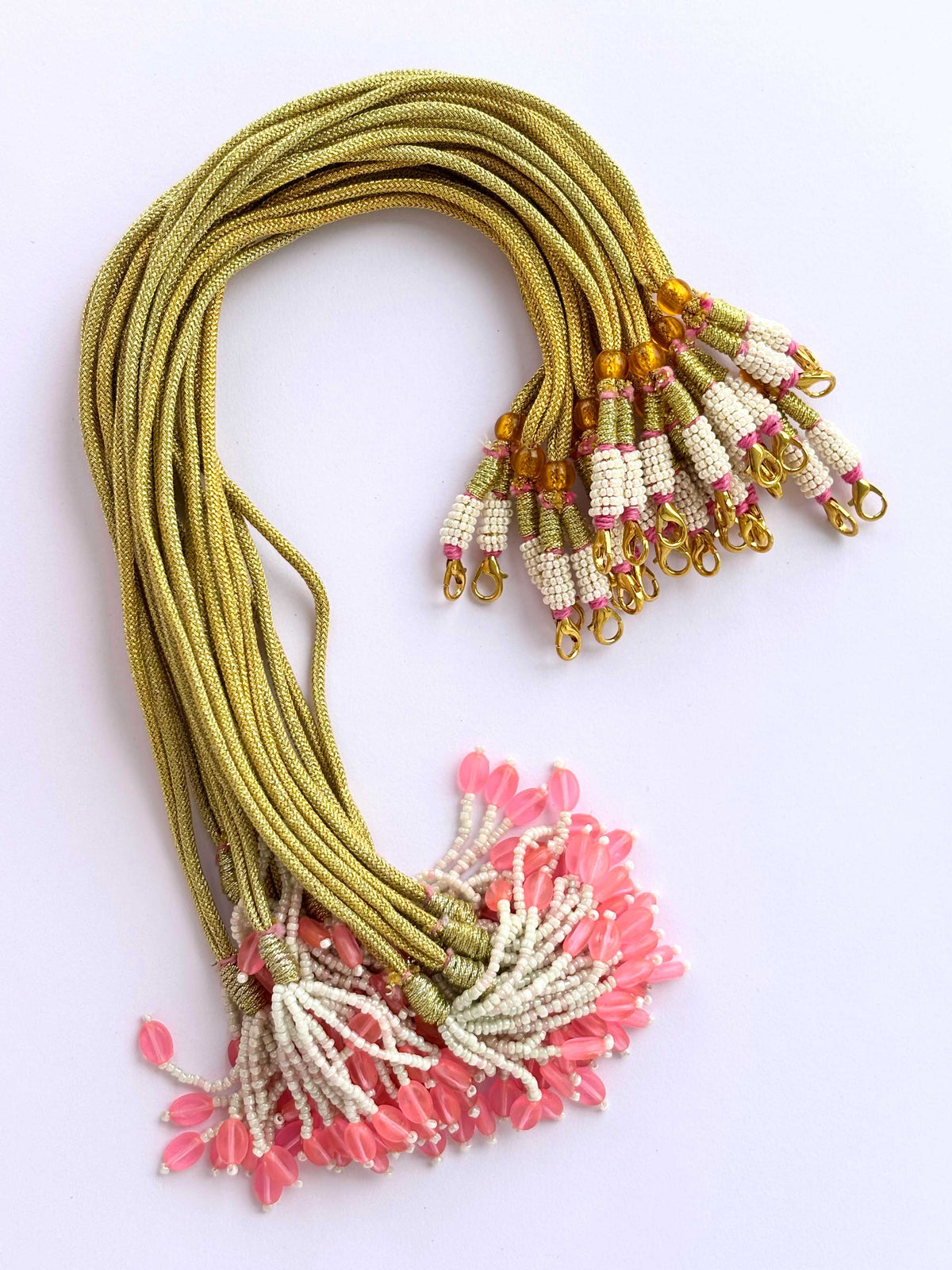 Gold & Pink Thread Necklace Dori