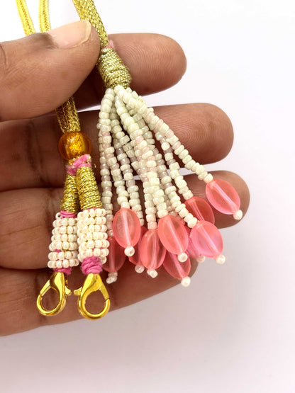 Gold & Pink Thread Necklace Dori