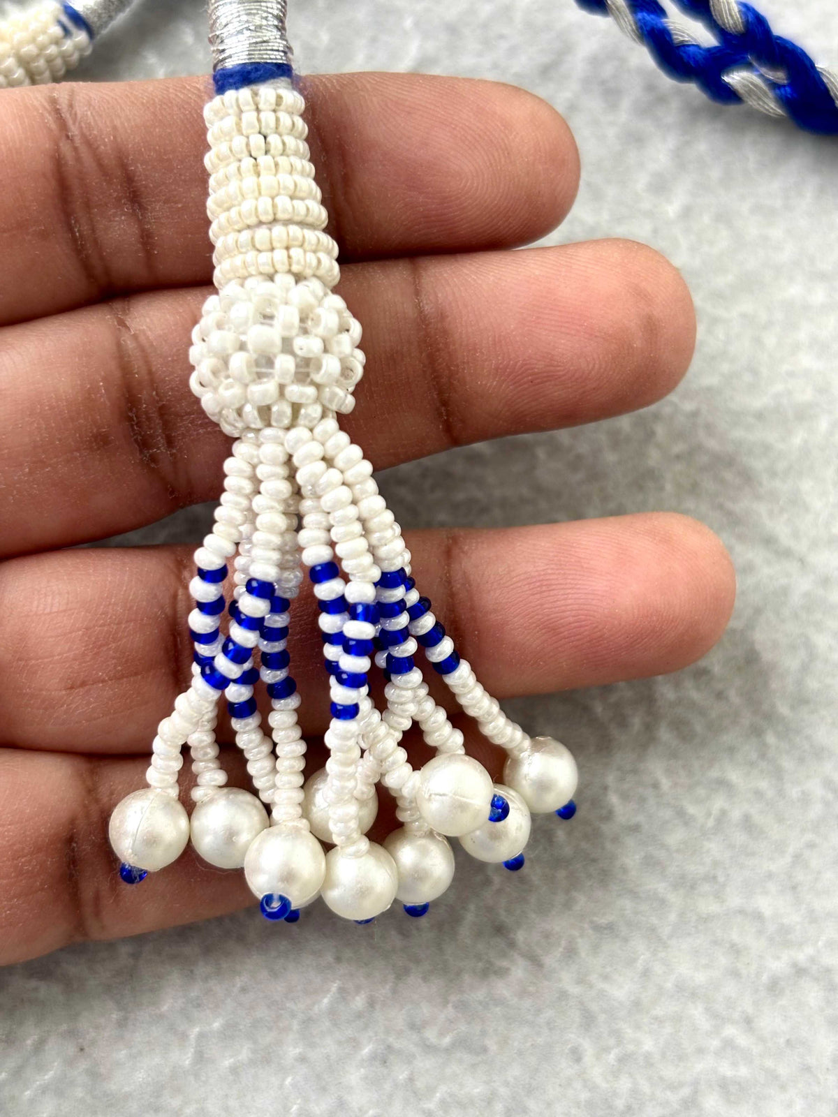 Silver & Blue Thread Necklace Dori