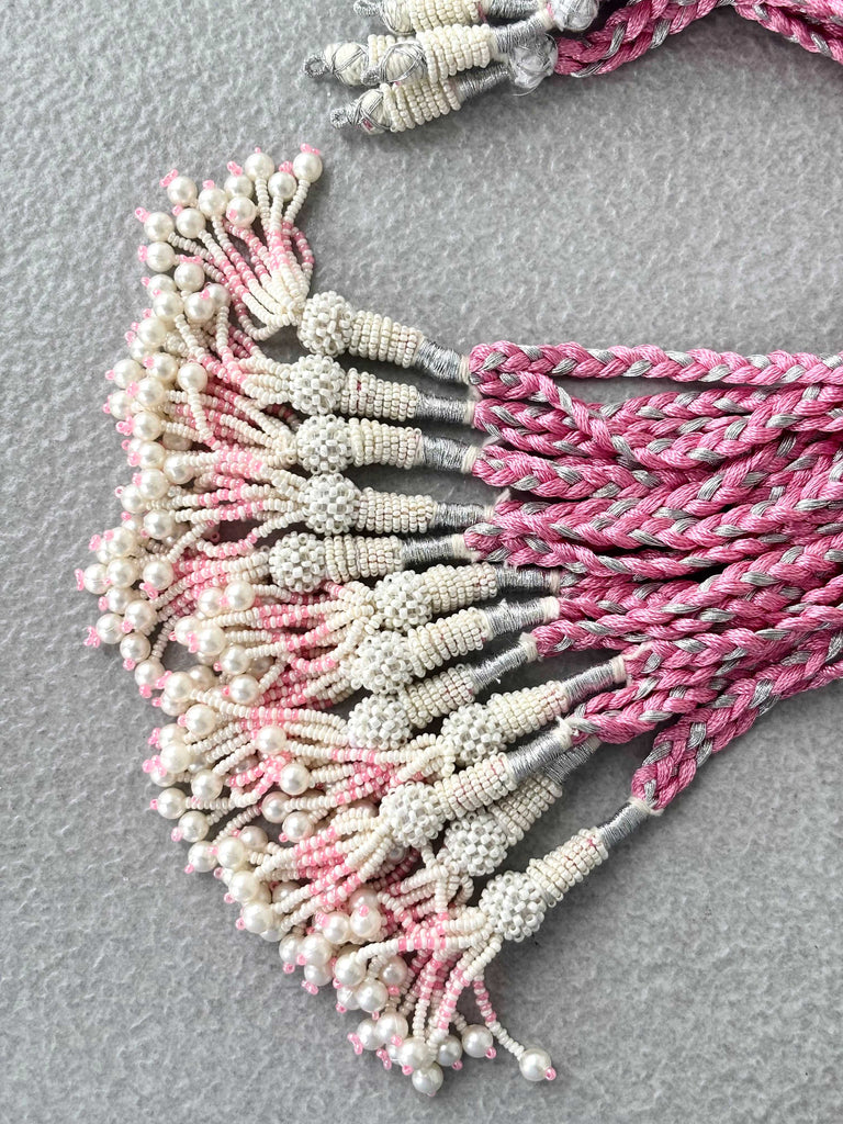 Silver & Pink Thread Necklace Dori