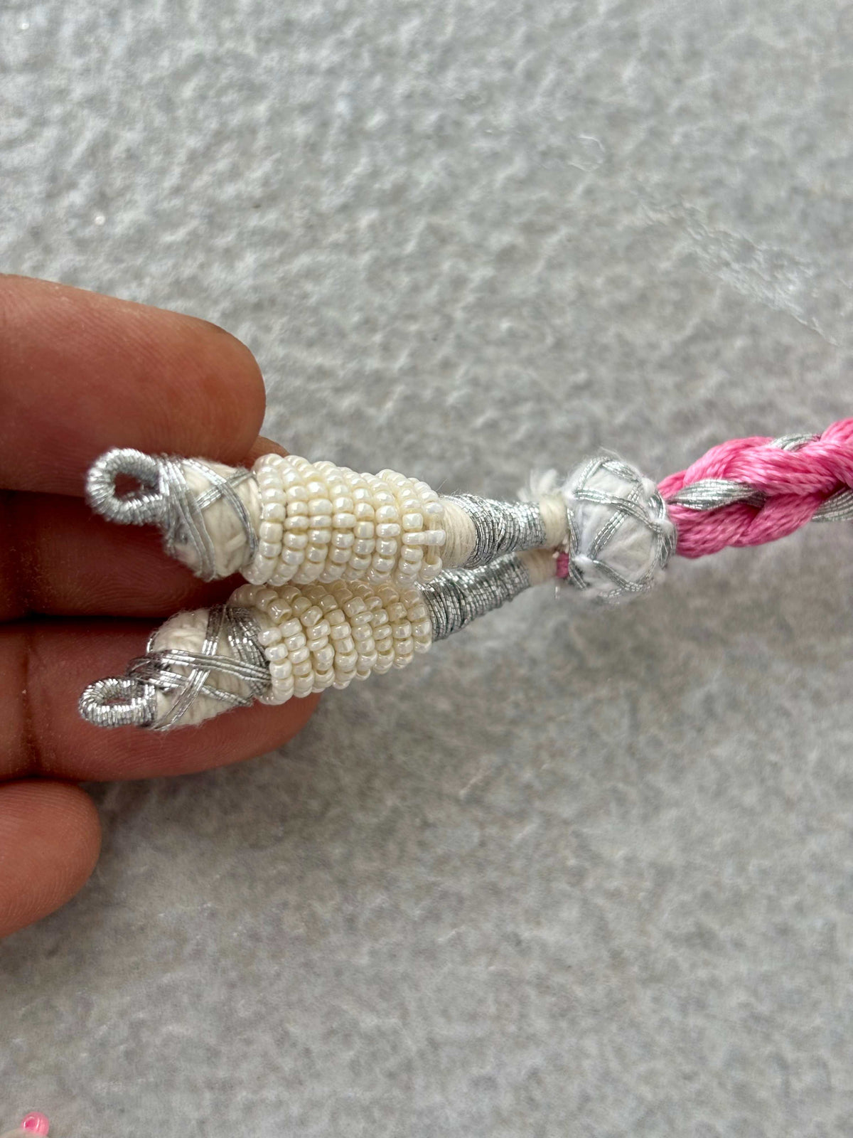 Silver & Pink Thread Necklace Dori