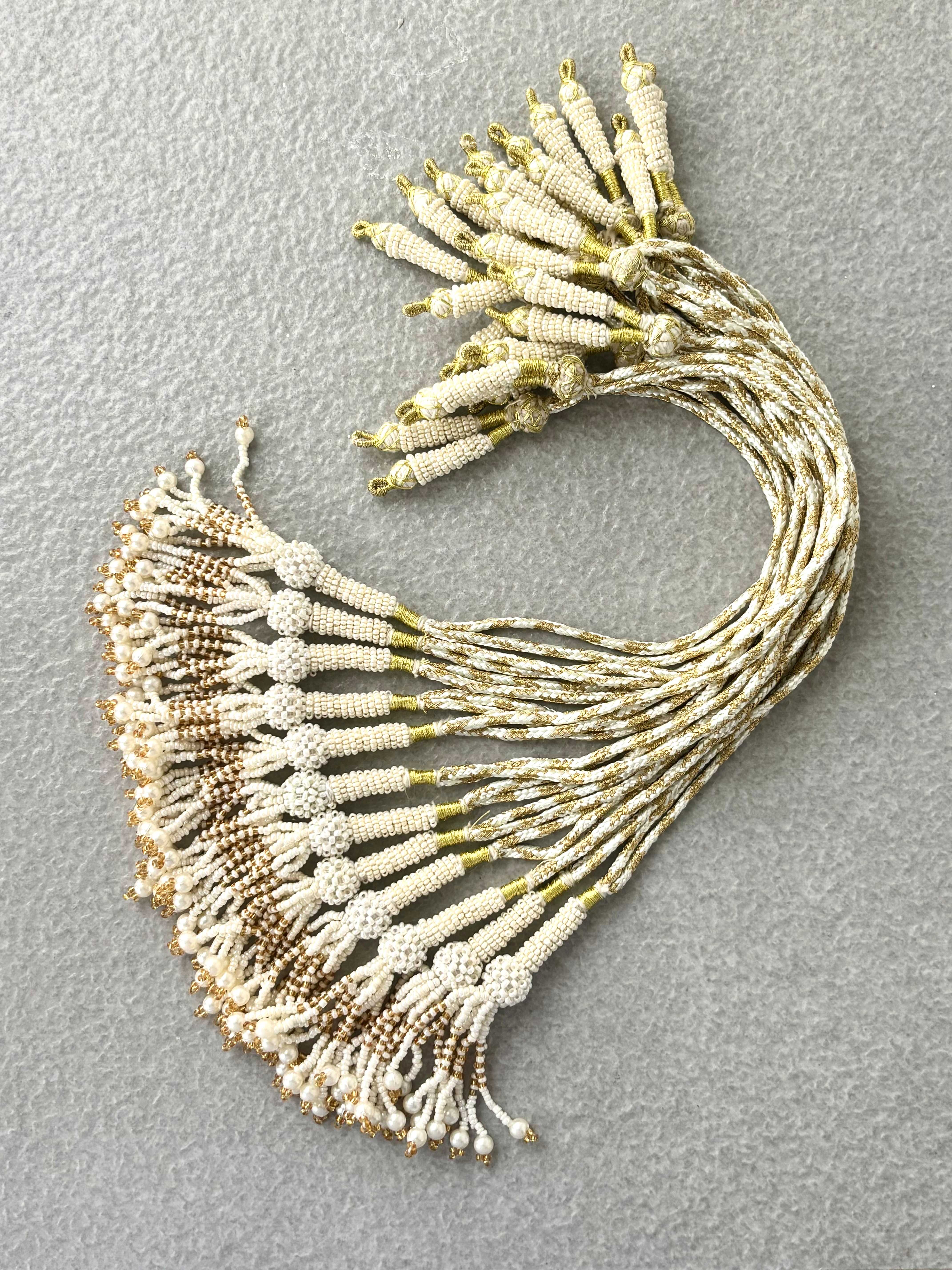 Gold & Cream Thread Necklace Dori
